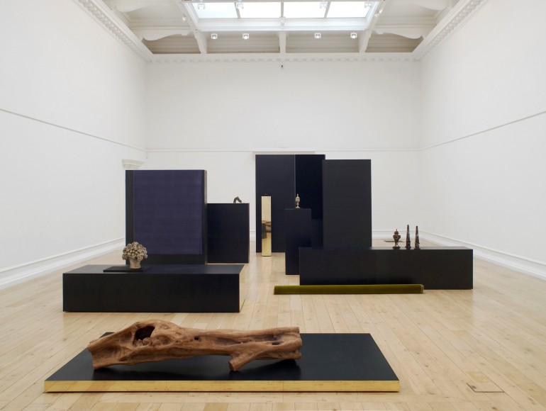 Installation view of Isabelle Cornaro: Paysage avec poussin at the South London Gallery, 2015. Courtesy of the artist, photo by Andy Keate.
