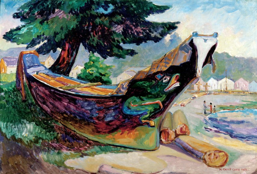 Emily Carr, Indian War Canoe (Alert Bay), 1912, oil on cardboard 
65 x 95.5 cm, The Montreal Museum of Fine Arts, Purchase, gift of A. Sidney Dawes